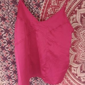 Hot Pink Satin Spaghetti Strap Satin Blouse 🌺